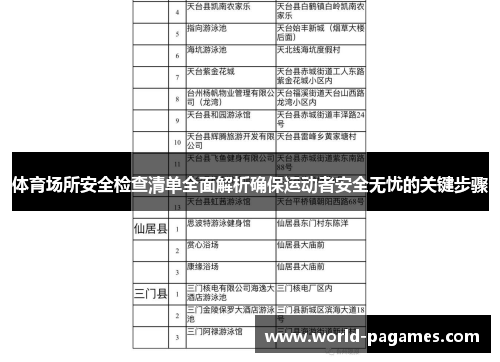 体育场所安全检查清单全面解析确保运动者安全无忧的关键步骤