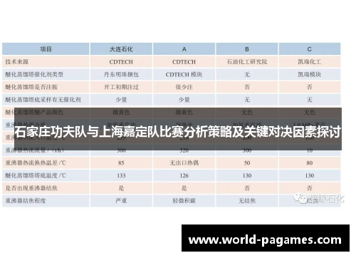 石家庄功夫队与上海嘉定队比赛分析策略及关键对决因素探讨
